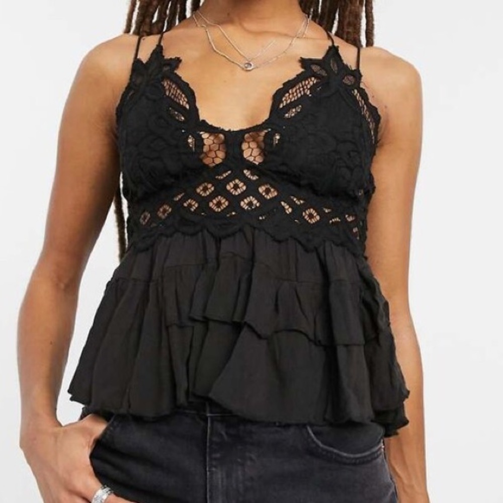 New Free People Adella Cami Top-Black-Size Medium